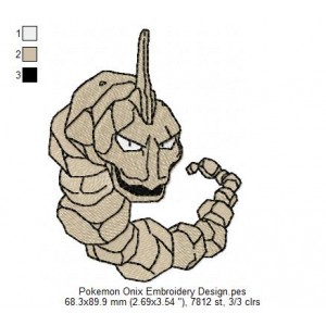 Pokemon Onix Embroidery Design